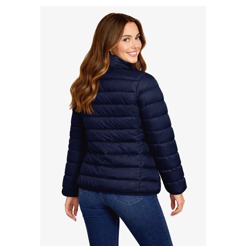 NWT Martha Stewart Women’s Down Jacket Navy Blue XS Puffer Zip With Bag